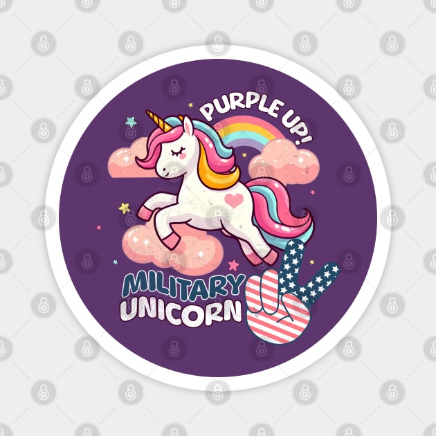 Purple Up! Military Child Unicorn Kids Magnet by alcoshirts